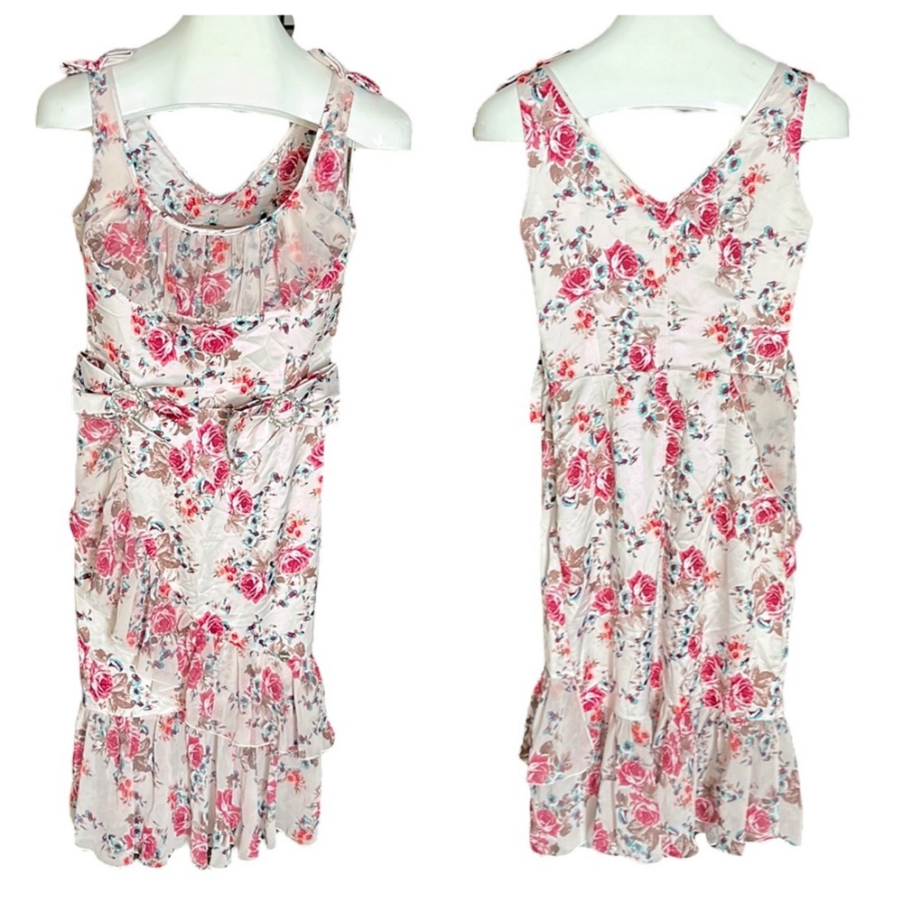 Babylon Collection Italia satin dress with bows and chiffon